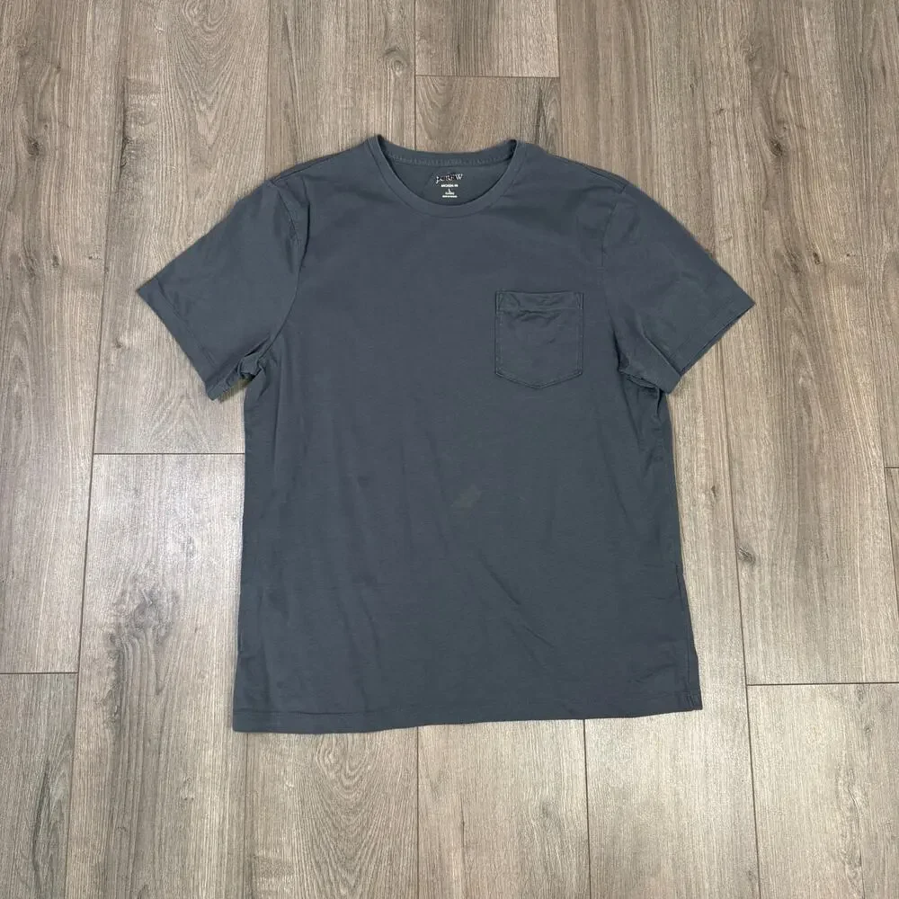 J.Crew Broken-In Pocket T-Shirt Men L Gray Cotton Crewneck Pullover Short Sleeve